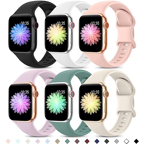 Higgs 6 Stück Ersatzarmband Kompatibel mit Apple Watch Ultra/Ultra 2 Armband 41mm 40mm 38mm 42mm 44mm 45mm 49mm für Damen Herren, Weich Silikon Sport Armbänder für iWatch Series 9 8 SE 7 6 5 4 3 2 1 von Higgs