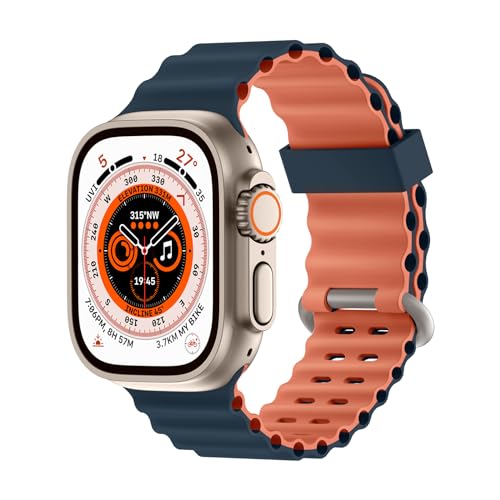 Higgs Ersatzarmband Kompatibel mit Apple Watch Armband 41mm 40mm 38mm Damen/Herren, Zweifarbige Perforation Silikon Sport Verstellbare Armbänder für iWatch Series 9 8 7 SE 6 5 4 3 2 1, Blue Flame Higgs Ersatzarmband Kompatibel mit Apple Watch Armband 41mm 40mm 38mm Damen/Herren, Zweifarbige Perforation Silikon Sport Verstellbare Armbänder für iWatch Series 9 8 7 SE 6 5 4 3 2 1, Blue Flame von Higgs
