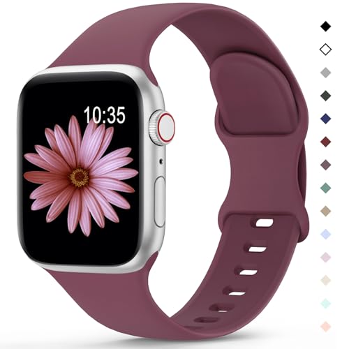 Higgs Ersatzarmband Kompatibel mit Apple Watch Ultra 2/Ultra Armband 41mm 40mm 38mm 49mm 44mm 45mm 42mm Damen Herren, Weich Silikon Sport Armbänder für iWatch Series 9 8 SE 7 6 5 4 3 2 1, Mulberry von Higgs