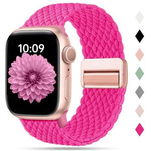 Higgs Geflochtenes Solo Loop Armband Kompatibel mit Apple Watch Armband Ultra 49/45/44/42mm Damen Herren, Magnetisch Verschluss Elastisch Sport Nylon Armbänder für iWatch Series 9 8 SE 7 6 5 4 3 2 1 von Higgs