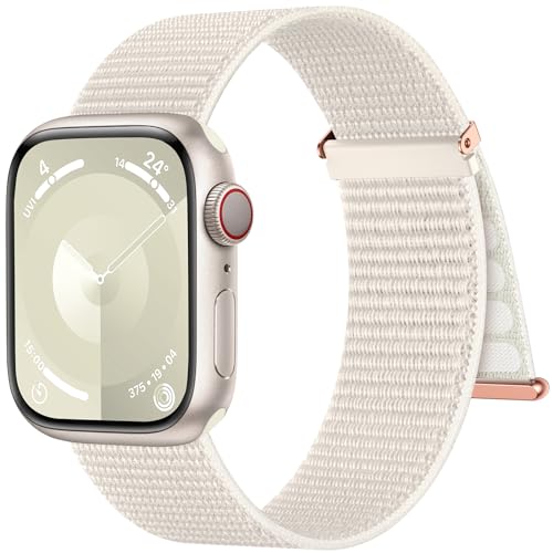 Higgs Gewebtes Nylon Armband Kompatibel mit Apple Watch Armband 41mm 40mm 38mm Damen Herren, Sport Loop Armbänder für iWatch Series 9 8 SE 7 6 5 4 3 2 1, Klettverschluss Verstellbare, Polarstern von Higgs