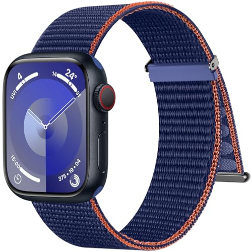 Higgs Gewebtes Nylon Armband Kompatibel mit Apple Watch Ultra/Ultra 2 Armband 49mm 45mm 44mm 42mm Damen Herren, Sport Loop Armbänder für iWatch Series 9 8 SE 7 6 5 4 3 2, Klettverschluss Verstellbare von Higgs