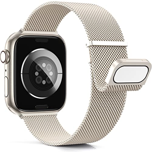 Higgs Armband Kompatibel mit Apple Watch Armband 46mm 42mm 44mm 40mm 41mm 45mm 38mm 49mm Damen Herren, Milanaise Metall Edelstahl Armbänder für iWatch SE Series 10 9 8 7 6 5 4 3 2 1 Ultra,Polarstern von Higgs