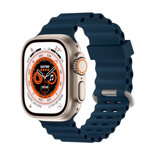 Higgs Ocean Ersatzarmband Kompatibel mit Apple Watch Armband 41mm 40mm 38mm Damen/Herren, Silikon Sport Verstellbare Armbänder für iWatch Series 9 8 7 SE 6 5 4 3 2 1, Dunkelblau von Higgs