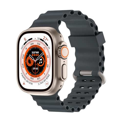 Higgs Ocean Ersatzarmband Kompatibel mit Apple Watch Armband 41mm 40mm 38mm Damen/Herren, Silikon Sport Verstellbare Armbänder für iWatch Series 9 8 7 SE 6 5 4 3 2 1, Graphit von Higgs