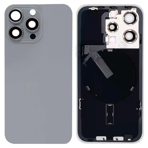 Für 15 Pro Glas-Akkudeckel mit Blitzarmband + Wireless Charging Modul (Titanium Grau) von High-Tech Place