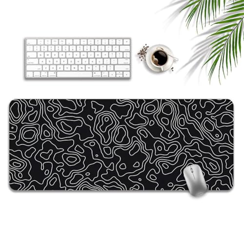 Highdi Gaming Mauspad Abstraktes Muster Mauspad Groß Mousepad Genähten Kanten und Anti Rutsch Großes Mauspad Schreibtischunterlage Desk Mat für Büro, Tastatur, PC, Laptop (Schwarz,400 * 900 * 3mm) von Highdi
