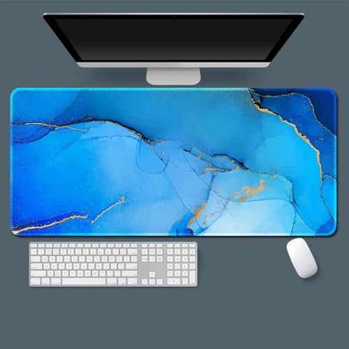 Highdi Gaming Mauspad Blau XXL/XL, Muster Mauspad Groß Mousepad Genähten Kanten und Anti Rutsch Großes Mauspad Schreibtischunterlage Desk Mat für Büro, Tastatur, PC (300 * 600 * 3mm,Marmor) von Highdi