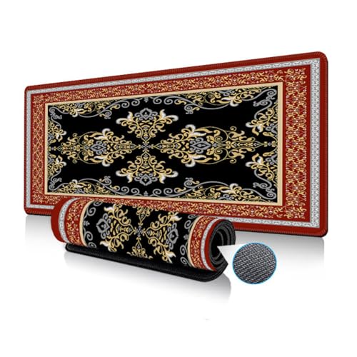 Highdi Gaming Mauspad Boho-Muster Mauspad Groß Mousepad Genähten Kanten und Anti Rutsch Großes Mauspad Schreibtischunterlage Desk Mat für Büro, Tastatur, PC, Laptop (Nordische Mode 3,300 * 800 * 3mm) von Highdi