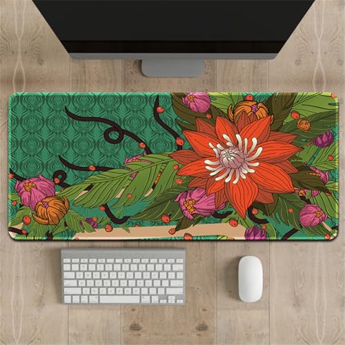 Highdi Gaming Mauspad Modemuster Mauspad Groß Mousepad Genähten Kanten und Anti Rutsch Großes Mauspad Schreibtischunterlage Desk Mat für Büro, Tastatur, PC, Laptop (Blumen,300 * 600 * 3mm) von Highdi