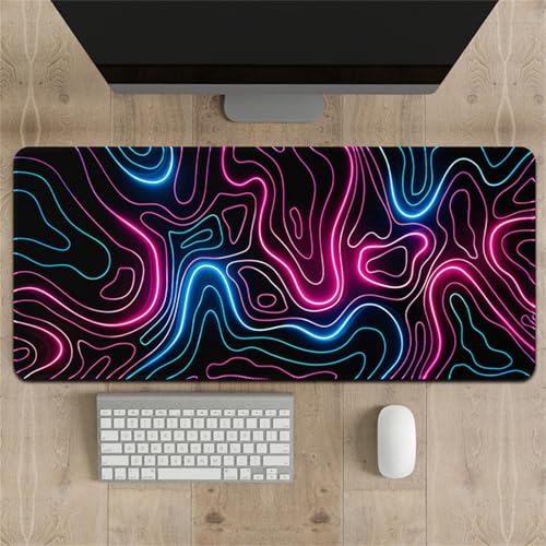 Highdi Gaming Mauspad XXL/XL, Groß Schreibtischunterlage Großes Mousepad Gaming PC Schreibtisch Matte Desk Mat Vernähte Kanten für Büro, Tastatur, Laptop (Abstrakt Zeile 1,300 * 900 * 3mm) von Highdi