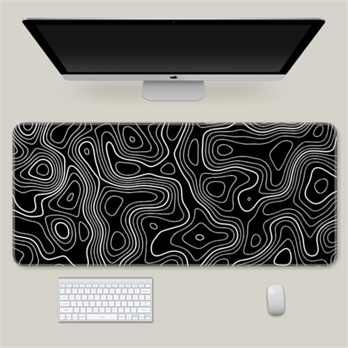 Highdi Gaming Mauspad XXL/XL, Groß Schreibtischunterlage Großes Mousepad Gaming PC Schreibtisch Matte Desk Mat Vernähte Kanten für Büro, Tastatur, Laptop (Abstrakt Zeile 6,600 * 1200 * 2mm) von Highdi