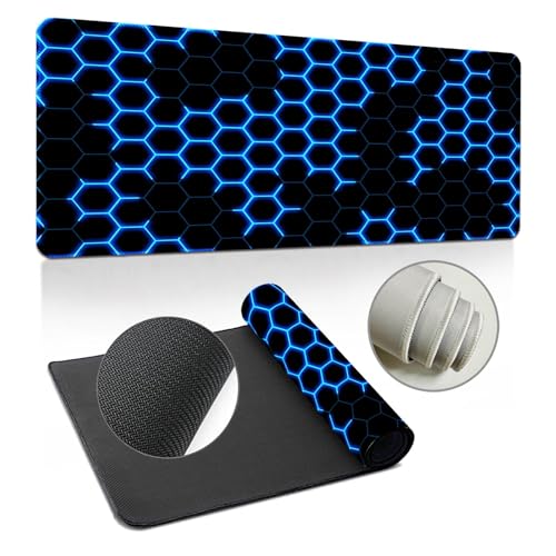 Highdi Gaming Mauspad XXL/XL, Groß Schreibtischunterlage Großes Mousepad Gaming PC Schreibtisch Matte Desk Mat Vernähte Kanten für Büro, Tastatur, Laptop (Bienenstock-Karo 1,300 * 600 * 2mm) von Highdi