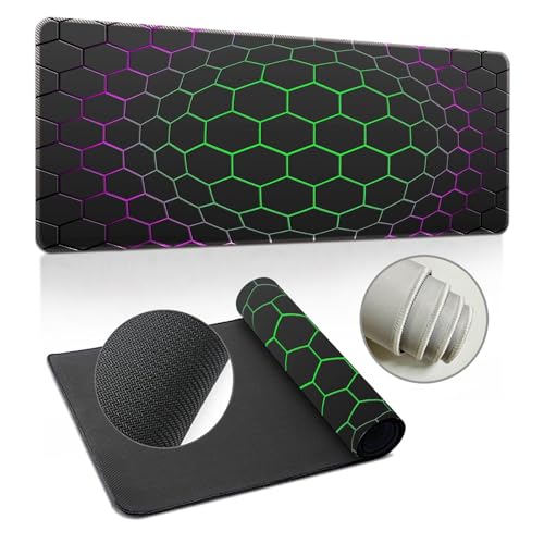 Highdi Gaming Mauspad XXL/XL, Groß Schreibtischunterlage Großes Mousepad Gaming PC Schreibtisch Matte Desk Mat Vernähte Kanten für Büro, Tastatur, Laptop (Bienenstock-Plaid 6,300 * 700 * 2mm) von Highdi