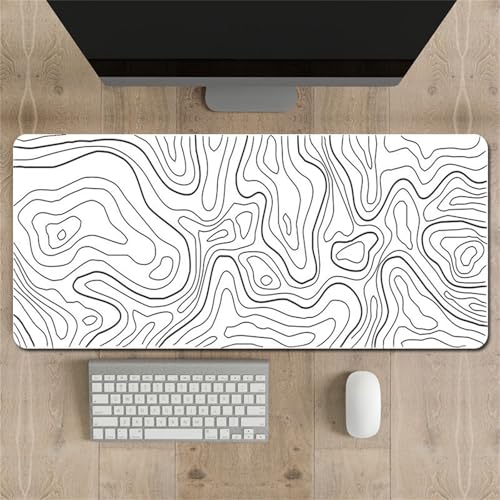 Highdi Gaming Mauspad XXL/XL, Groß Schreibtischunterlage Großes Mousepad Gaming PC Schreibtisch Matte Desk Mat Vernähte Kanten für Büro, Tastatur, Laptop (Chic-Linien 5,400 * 800 * 3mm) von Highdi