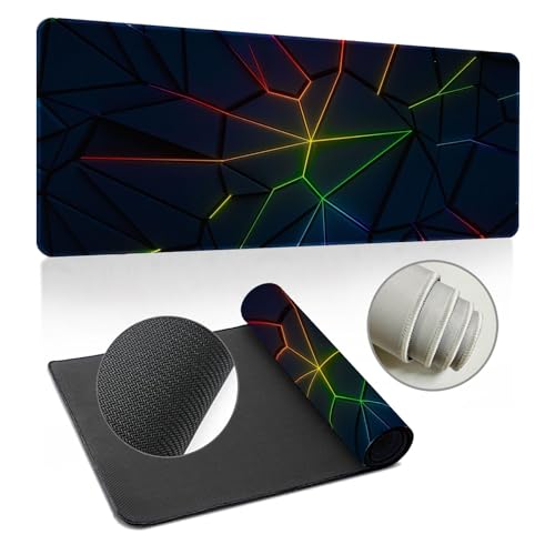 Highdi Gaming Mauspad XXL/XL, Groß Schreibtischunterlage Großes Mousepad Gaming PC Schreibtisch Matte Desk Mat Vernähte Kanten für Büro, Tastatur, Laptop (Riss 4,300 * 600 * 3mm) von Highdi