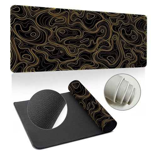 Highdi Gaming Mauspad XXL/XL, Groß Schreibtischunterlage Großes Mousepad Gaming PC Schreibtisch Matte Desk Mat Vernähte Kanten für Büro, Tastatur, Laptop (Streifen Linie 3,400 * 1000 * 2mm) von Highdi