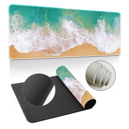Highdi Gaming Mauspad XXL/XL, Mauspad Groß Mousepad Genähten Kanten und Anti Rutsch Großes Mauspad Schreibtischunterlage Desk Mat für Tastatur, PC, Laptop (300 * 900 * 3mm,Strand) von Highdi