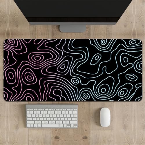 Highdi Gaming Mauspad XXL/XL, Muster Mauspad Groß Mousepad Genähten Kanten und Anti Rutsch Großes Mauspad Schreibtischunterlage Desk Mat für Büro, Tastatur (400 * 1000 * 3mm,Abstrakte Linien 8) von Highdi