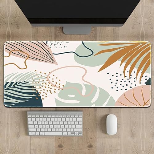 Highdi Gaming Mauspad XXL/XL/L Mauspad Groß Mousepad Genähten Kanten und Anti Rutsch Großes Mauspad Schreibtischunterlage Desk Mat für Büro Tastatur PC, Pflanze Nordic (400x900x3mm,Malerei) von Highdi