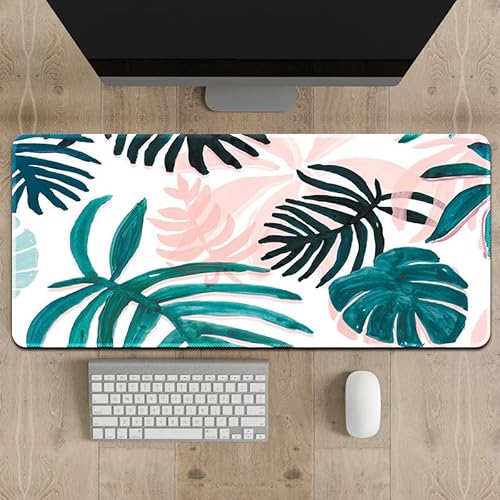 Highdi Gaming Mauspad XXL/XL/L Mauspad Groß Mousepad Genähten Kanten und Anti Rutsch Großes Mauspad Schreibtischunterlage Desk Mat für Büro Tastatur PC, Pflanze Nordic (600x1200x3mm,Monstera) von Highdi