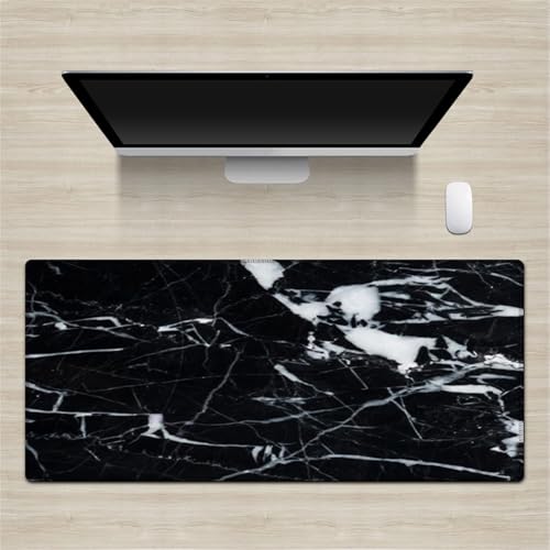 Highdi Gaming Mauspad XXL/XL/L Mauspad Groß Mousepad Genähten Kanten und Anti Rutsch Großes Mauspad Schreibtischunterlage Desk Mat für Büro Tastatur PC Laptop, Bunt Marmor (300x700x3mm,Schwarz) von Highdi
