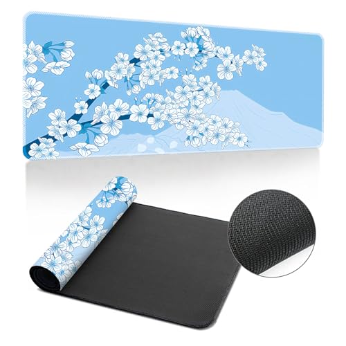 Highdi Marmorbruch Gaming Mauspad XXL/XL,Mauspad Groß Mousepad Genähten Kanten und Anti Rutsch Mauspad Schreibtischunterlage Desk Mat für Zuhause und Im Büro (400 * 800mm,Blau) von Highdi