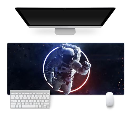 Highdi Weltraumastronaut Gaming Mauspad XXL/XL,Mauspad Groß Mousepad Genähten Kanten und Anti Rutsch Mauspad Schreibtischunterlage Desk Mat für Zuhause und Im Büro (1000 * 500 * 4mm,Astronauten) von Highdi
