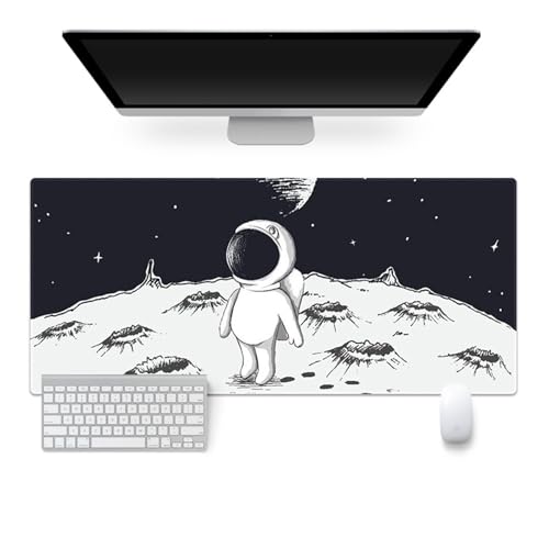 Highdi Weltraumastronaut Gaming Mauspad XXL/XL,Mauspad Groß Mousepad Genähten Kanten und Anti Rutsch Mauspad Schreibtischunterlage Desk Mat für Zuhause und Im Büro (1000 * 500 * 4mm,Boden) von Highdi