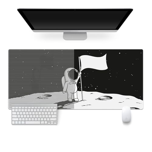 Highdi Weltraumastronaut Gaming Mauspad XXL/XL,Mauspad Groß Mousepad Genähten Kanten und Anti Rutsch Mauspad Schreibtischunterlage Desk Mat für Zuhause und Im Büro (1000 * 500 * 4mm,Fahne) von Highdi