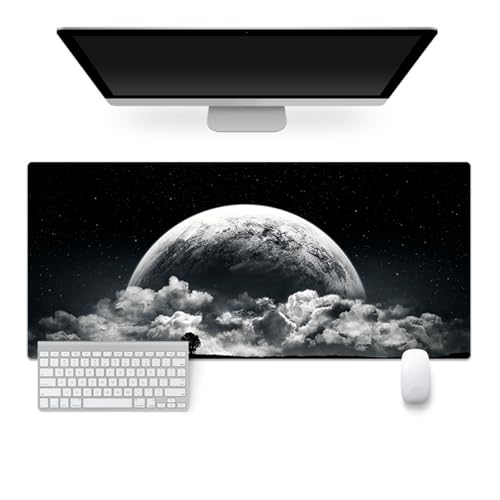 Highdi Weltraumastronaut Gaming Mauspad XXL/XL,Mauspad Groß Mousepad Genähten Kanten und Anti Rutsch Mauspad Schreibtischunterlage Desk Mat für Zuhause und Im Büro (1000 * 500 * 4mm,Mond) von Highdi