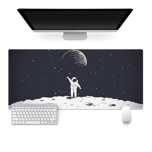 Highdi Weltraumastronaut Gaming Mauspad XXL/XL,Mauspad Groß Mousepad Genähten Kanten und Anti Rutsch Mauspad Schreibtischunterlage Desk Mat für Zuhause und Im Büro (1000 * 500 * 4mm,Weltraum) von Highdi