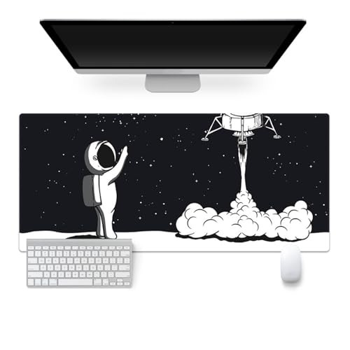Highdi Weltraumastronaut Gaming Mauspad XXL/XL,Mauspad Groß Mousepad Genähten Kanten und Anti Rutsch Mauspad Schreibtischunterlage Desk Mat für Zuhause und Im Büro (1000 * 500 * 4mm,Weltraum 1) von Highdi