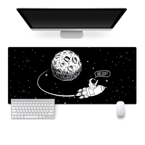 Highdi Weltraumastronaut Gaming Mauspad XXL/XL,Mauspad Groß Mousepad Genähten Kanten und Anti Rutsch Mauspad Schreibtischunterlage Desk Mat für Zuhause und Im Büro (1000 * 500 * 4mm,Weltraum 2) von Highdi