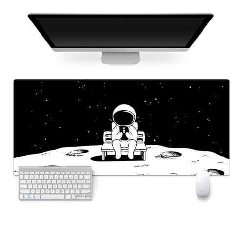 Highdi Weltraumastronaut Gaming Mauspad XXL/XL,Mauspad Groß Mousepad Genähten Kanten und Anti Rutsch Mauspad Schreibtischunterlage Desk Mat für Zuhause und Im Büro (1000 * 500 * 4mm,Weltraum 6) von Highdi