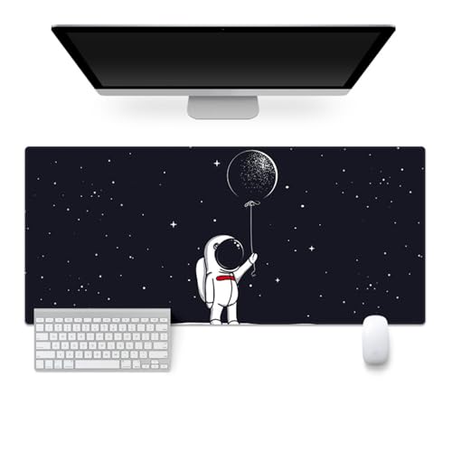Highdi Weltraumastronaut Gaming Mauspad XXL/XL,Mauspad Groß Mousepad Genähten Kanten und Anti Rutsch Mauspad Schreibtischunterlage Desk Mat für Zuhause und Im Büro (900 * 400 * 3mm,Weltraum 5) von Highdi