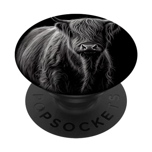 Highland Cattle Cow Einfache Zeichnung Weiß und Schwarz Grafik PopSockets Klebender PopGrip Highland Cattle Cow Einfache Zeichnung Weiß und Schwarz Grafik PopSockets Klebender PopGrip von Highland Cattle Cow Merch