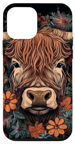 Hülle für iPhone 12 mini Hochlandrinder Kuh mit Blumen rund um Boho Style Grafik Hülle für iPhone 12 mini Hochlandrinder Kuh mit Blumen rund um Boho Style Grafik von Highland Cattle Cow Merch