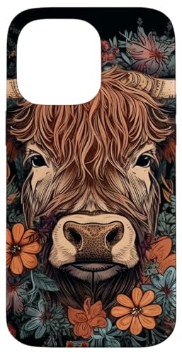 Hülle für iPhone 14 Pro Max Hochlandrinder Kuh mit Blumen rund um Boho Style Grafik Hülle für iPhone 14 Pro Max Hochlandrinder Kuh mit Blumen rund um Boho Style Grafik von Highland Cattle Cow Merch