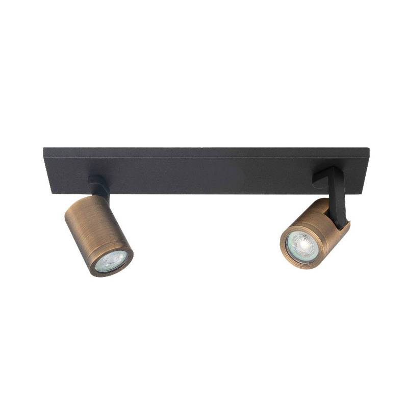 Deckenspot Halo, schwarz/messing brüniert Länge 40 cm 2-flg. von Highlight