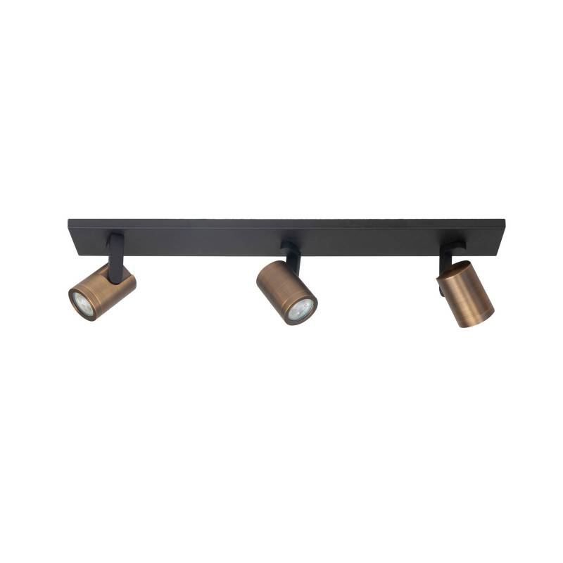 Deckenspot Halo, schwarz/messing brüniert Länge 65 cm 3-flg. von Highlight