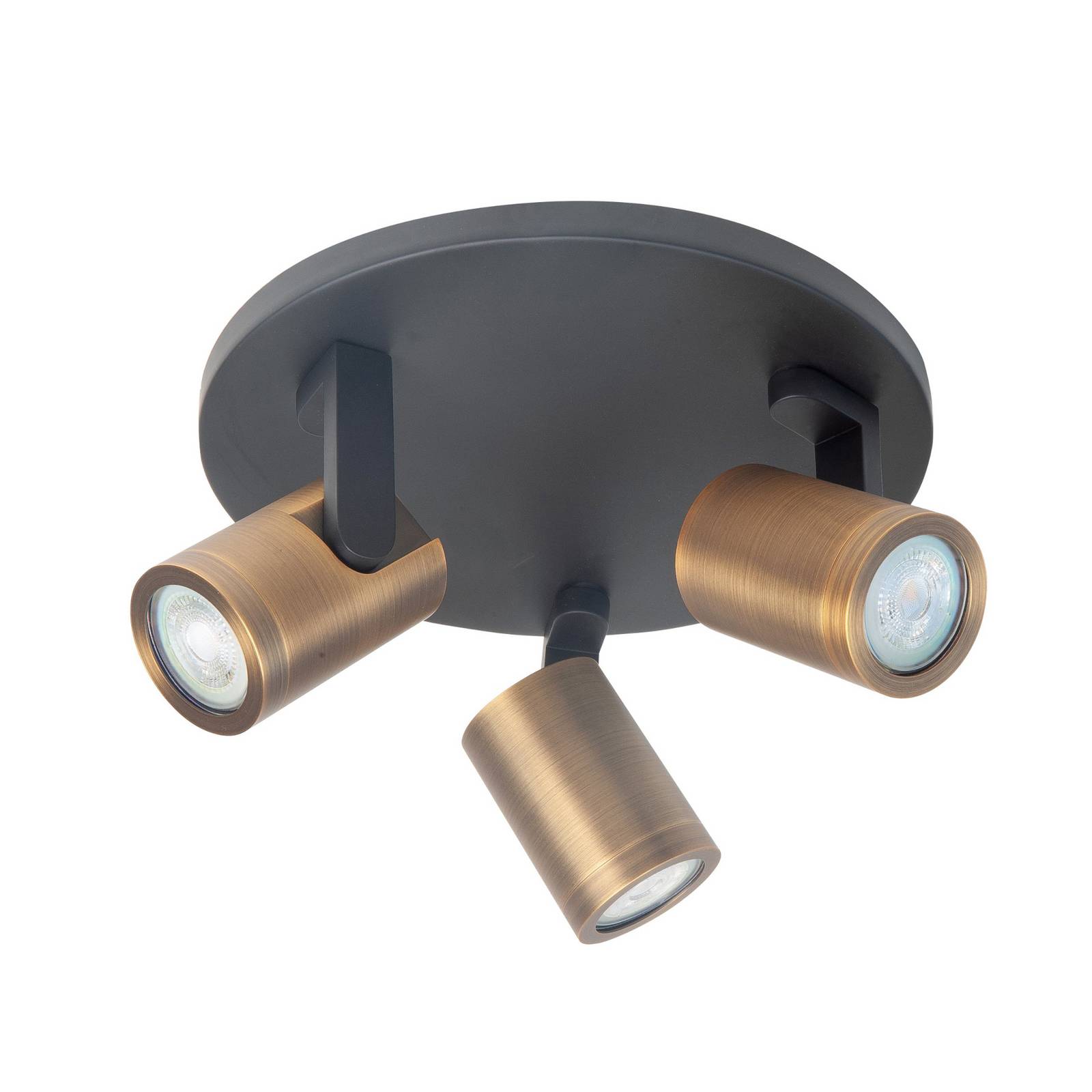 Deckenstrahler Halo, schwarz/messing brüniert Ø 25 cm 3-flg. Deckenstrahler Halo, schwarz/messing brüniert Ø 25 cm 3-flg. von Highlight