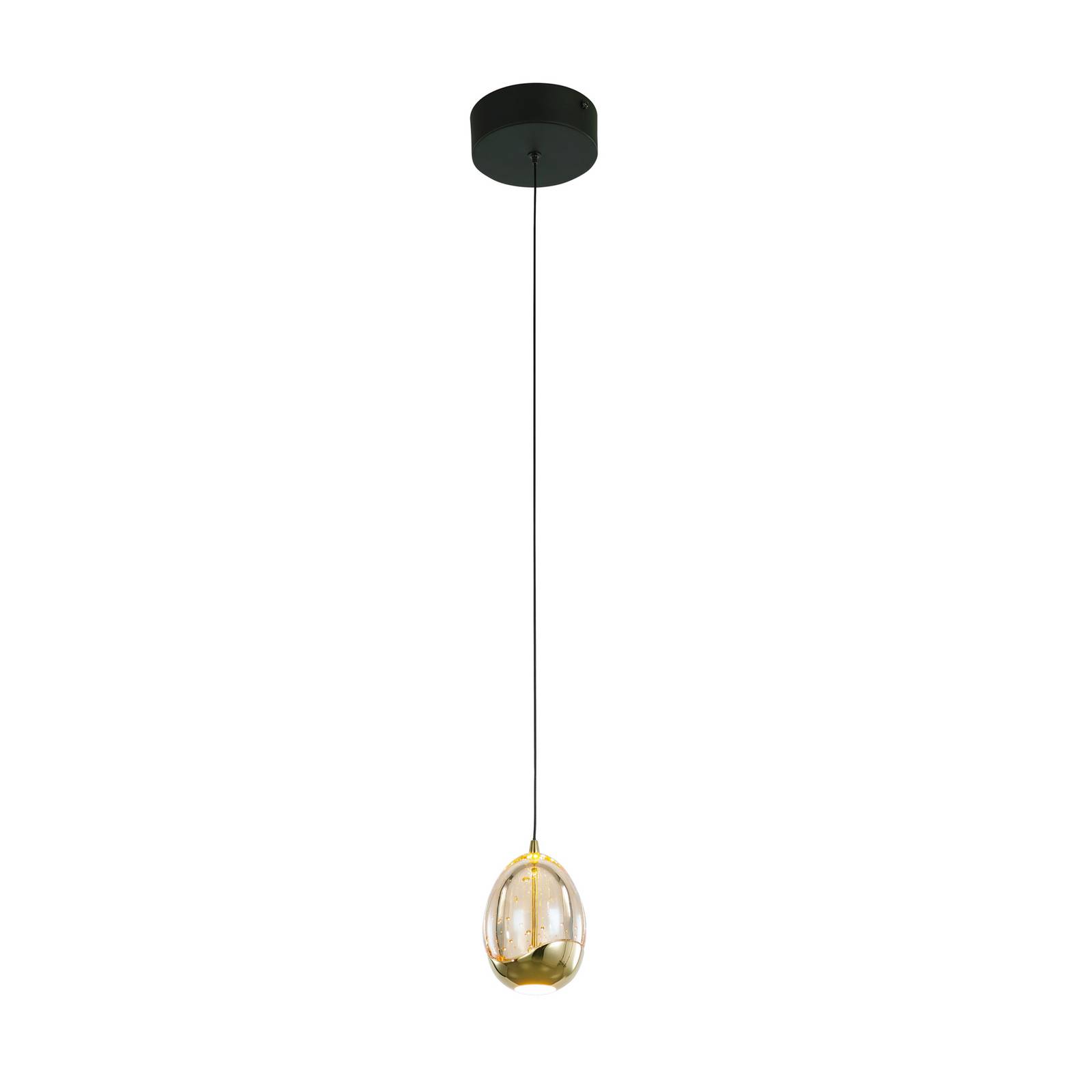 Hängeleuchte Golden Egg, amber/gold, Ø 13 cm, Glas/Metall Hängeleuchte Golden Egg, amber/gold, Ø 13 cm, Glas/Metall von Highlight