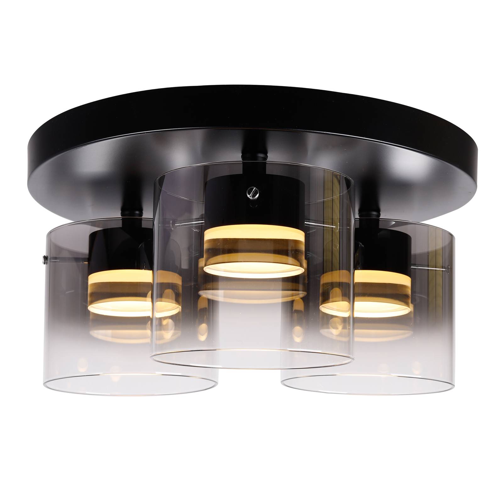 LED-Deckenleuchte Salerno, 2.700 K, 3-fl., schwarz LED-Deckenleuchte Salerno, 2.700 K, 3-fl., schwarz von Highlight
