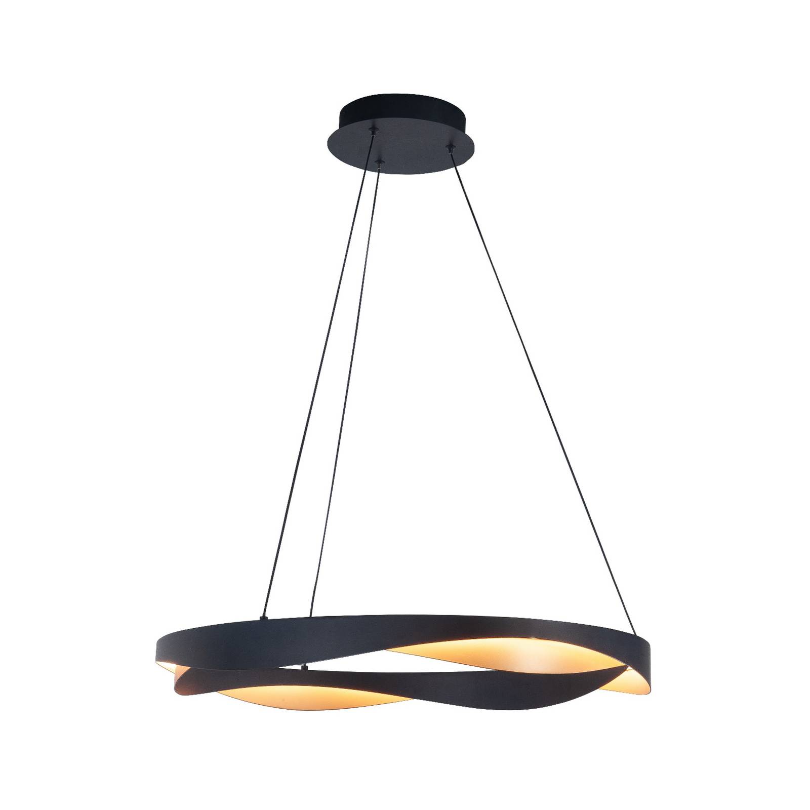LED-Hängelampe Ascoli, Ø 64 cm, schwarz/gold, Metall, dim LED-Hängelampe Ascoli, Ø 64 cm, schwarz/gold, Metall, dim von Highlight