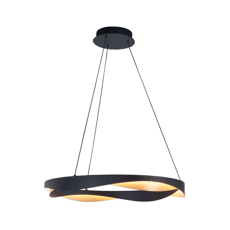 LED-Hängelampe Ascoli, Ø 64 cm, schwarz/gold, Metall, dim von Highlight