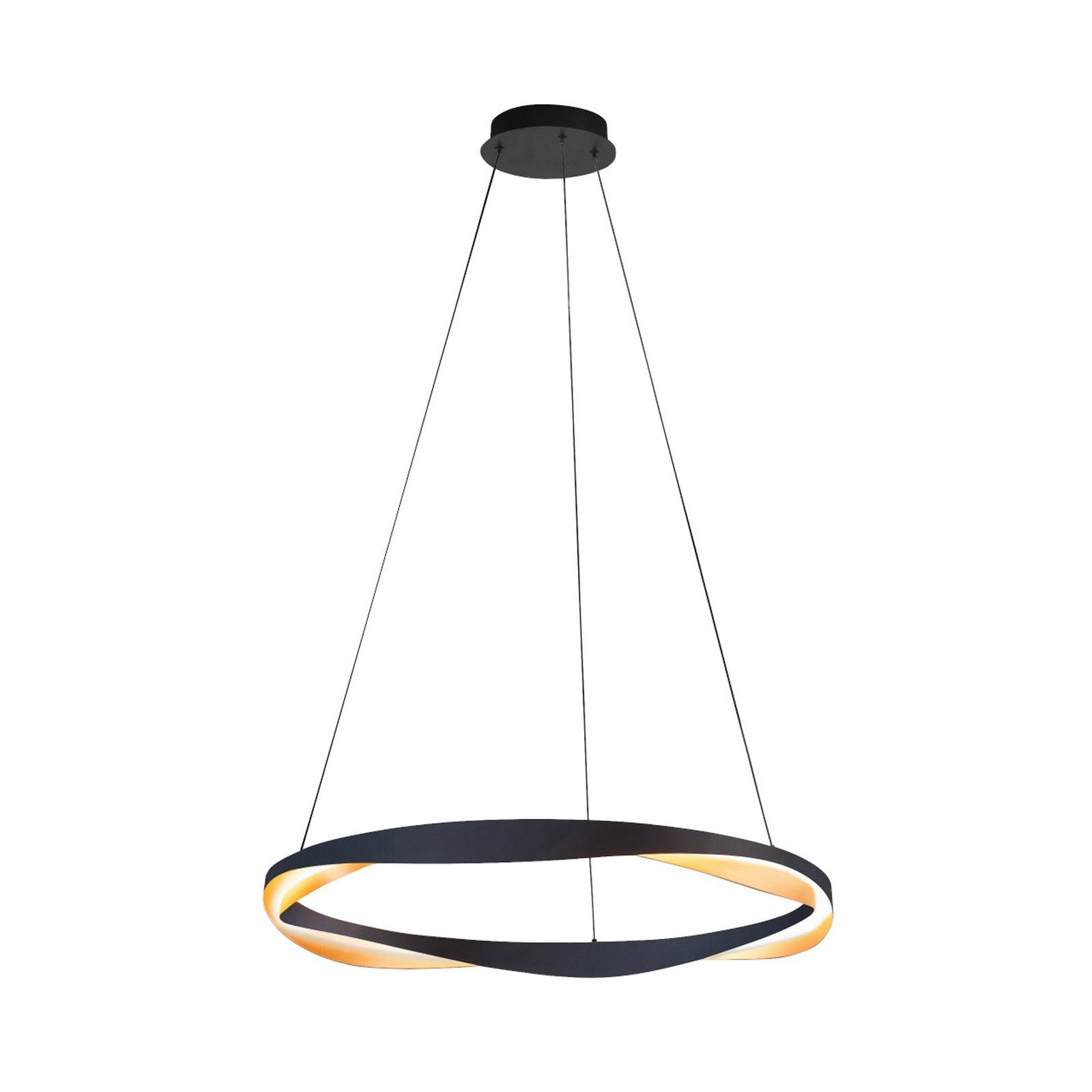 LED-Hängelampe Ascoli, Ø 85 cm, schwarz/gold, Metall, dim LED-Hängelampe Ascoli, Ø 85 cm, schwarz/gold, Metall, dim von Highlight