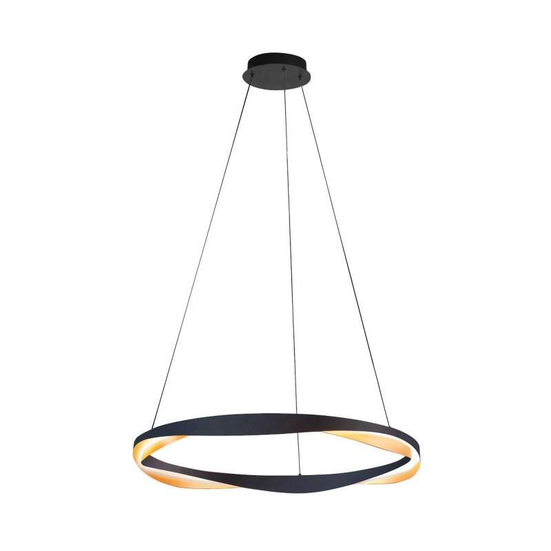 LED-Hängelampe Ascoli, Ø 85 cm, schwarz/gold, Metall, dim von Highlight