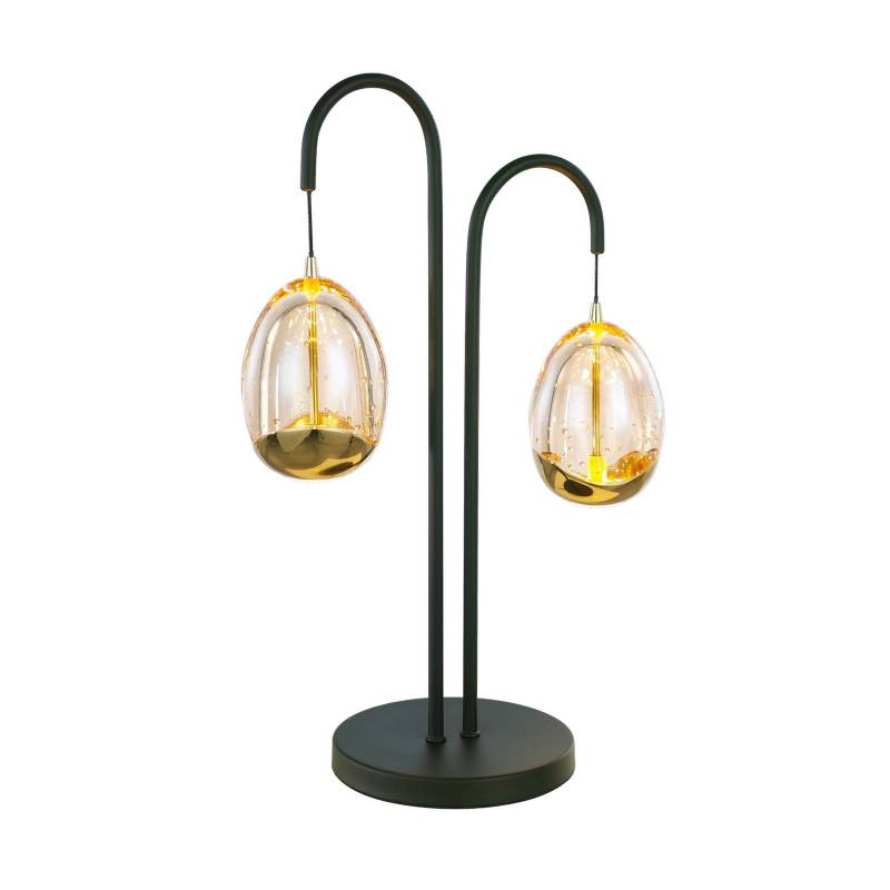 Tischlampe Golden Egg schwarz/amber 45 cm 2-flg. Metall/Glas von Highlight