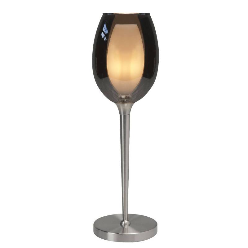 Tischleuchte Belle, rauchgrau/nickel, Höhe 40 cm, Glas von Highlight